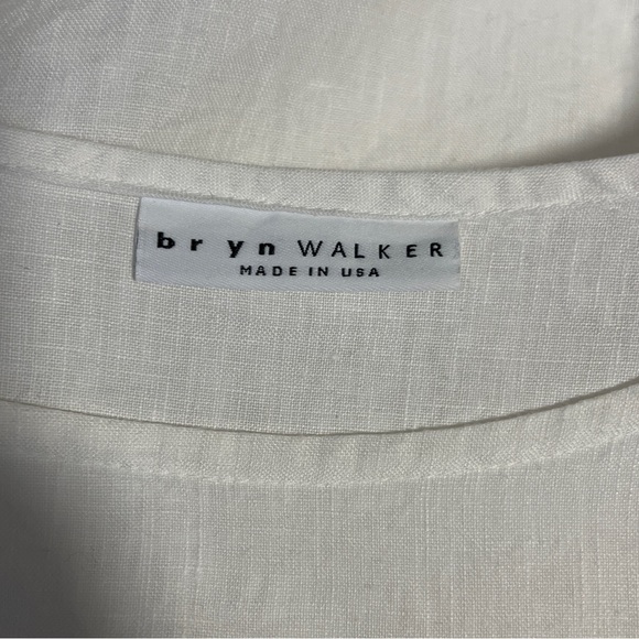 Bryn Walker white Artist Light Linen Round Neck Long Sleeve Shirt - Picture 5 of 7